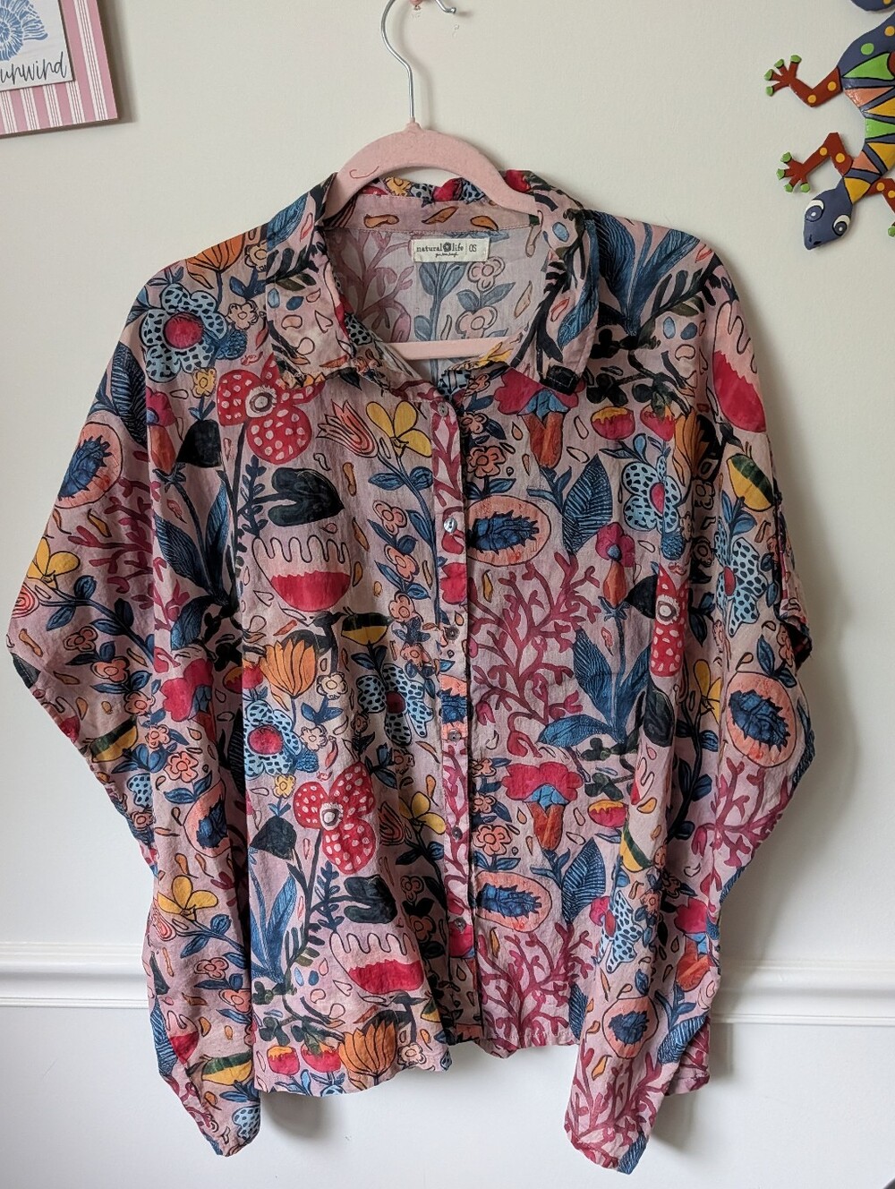Natural Life Kelly Oversized Cotton Button Down Top One Size - Picture 2 of 5